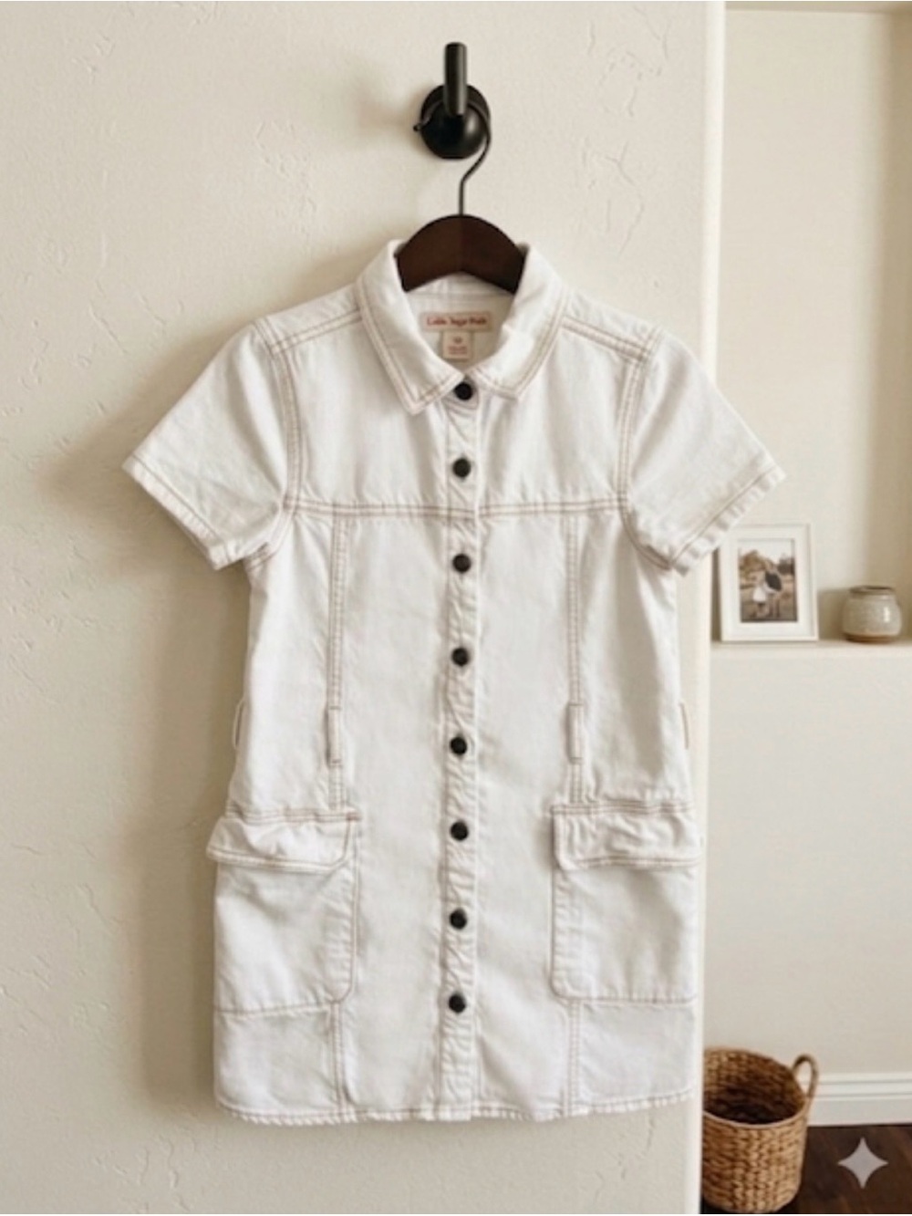 Lone Star Kids White Button-Front Denim Dress